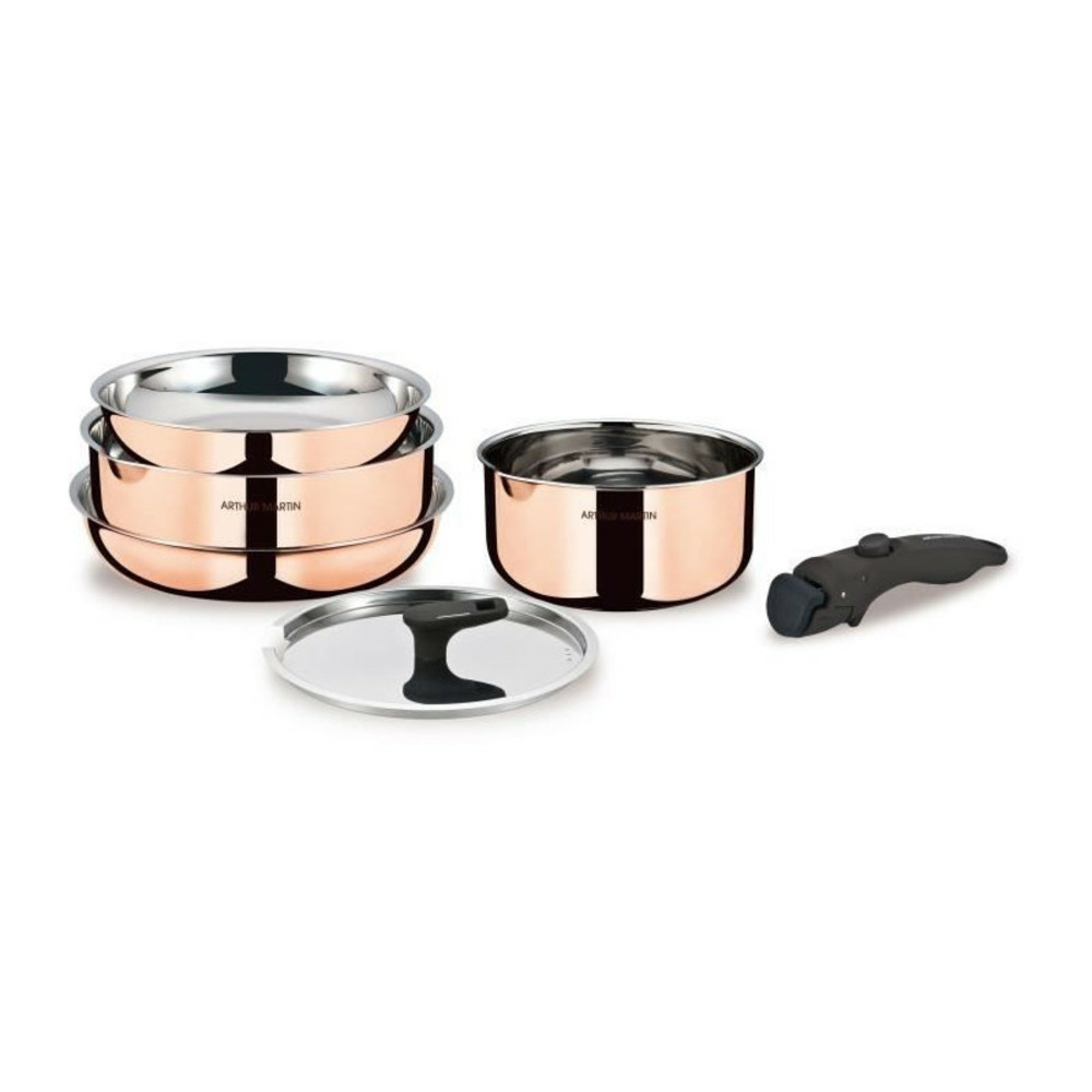 Batterie de cuisine 6 pieces - arthur martin - am516gt - 3 couches triple action - tous feux dont induction