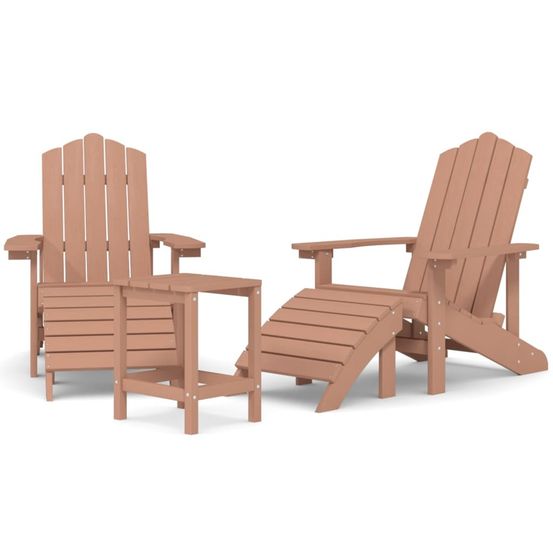 Chaises de jardin adirondack repose-pied et table pehd marron
