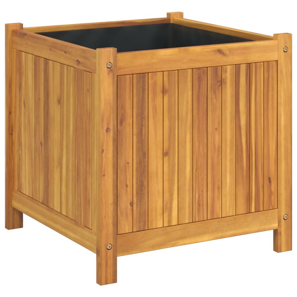 Jardinière bac lit surélevé plantes fleurs terrasse jardin avec doublure 50 x 50 x 50 cm bois massif d'acacia marron 02_00381