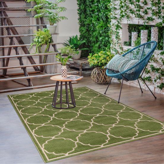 Tapis extérieur 240x330 tissé kilim vert kuma
