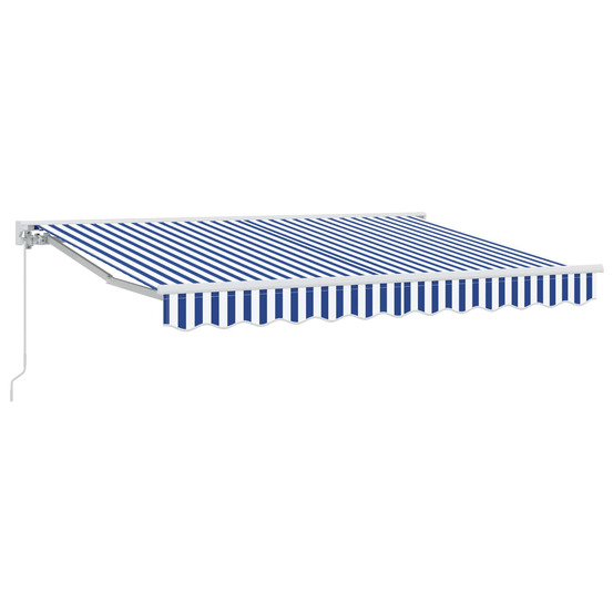 Auvent rétractable manuel bleu et blanc 3,5 x 2,5 m