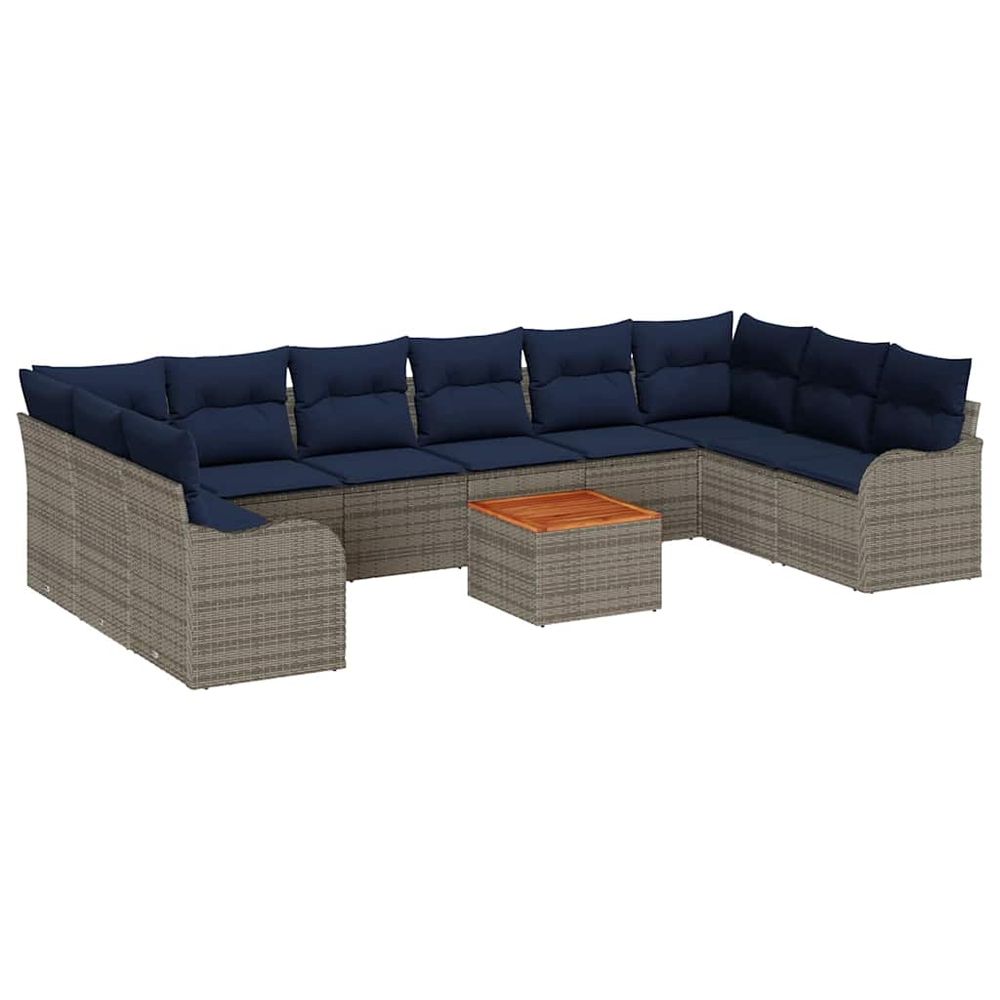 Ensemble de canapé de jardin 10 pc gris polyrotin