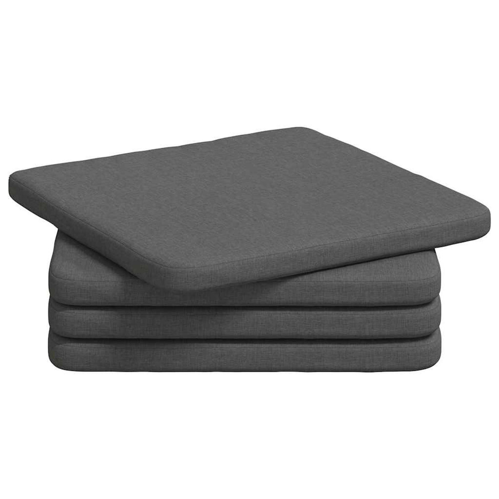 Coussins de siège 4 pcs gris foncé 40 x 40 x 3 cm tissu