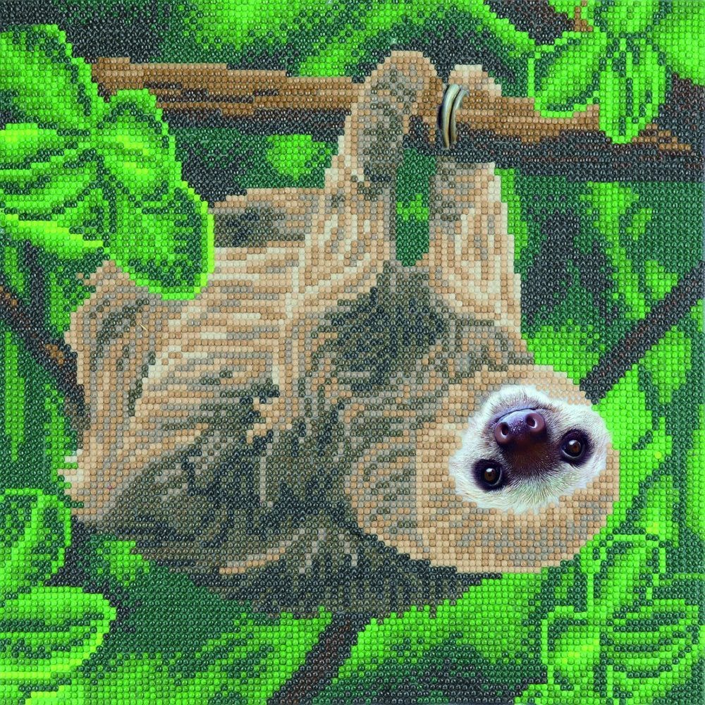 Tableau crystal art à diamanter - paresseux - 30 x 30 cm