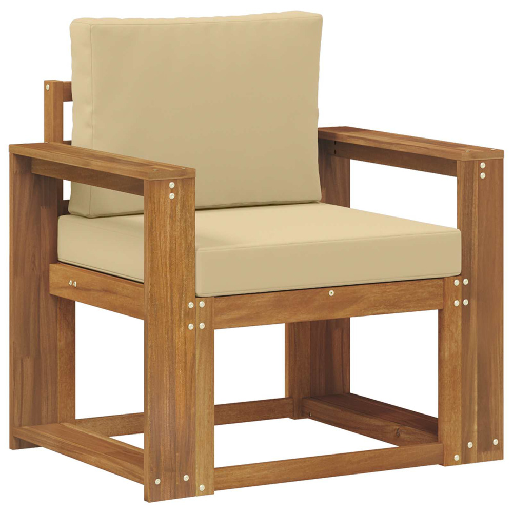 Canapé d’extérieur bois d'acacia massif et polyester naturel