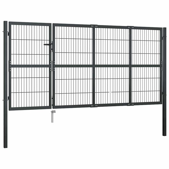 Portail de jardin avec poteaux en acier 350 x 120 cm anthracite