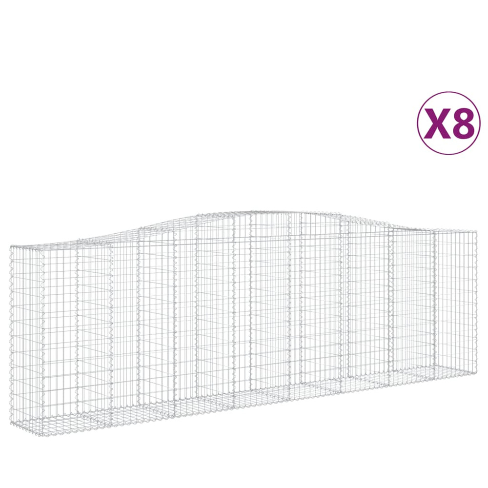 Paniers à gabions arqués 8 pcs 400x50x120/140 cm fer galvanisé
