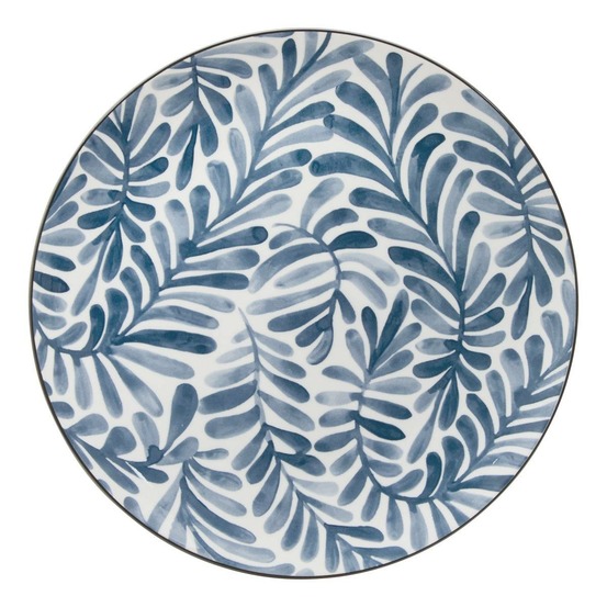 Lot de 6 assiette plate umami d26cm feuille bleu