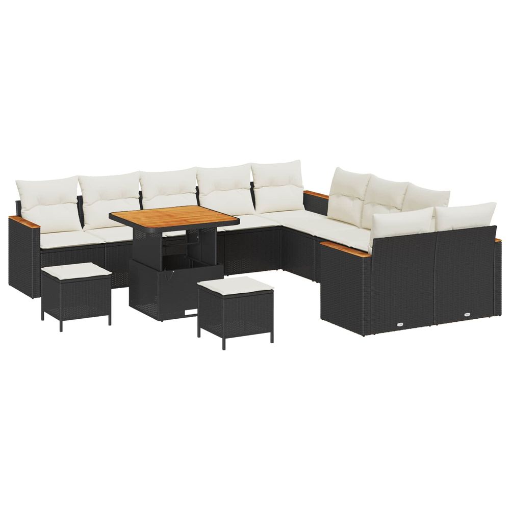 Ensemble de canapé de jardin 13 pc noir polyrotin