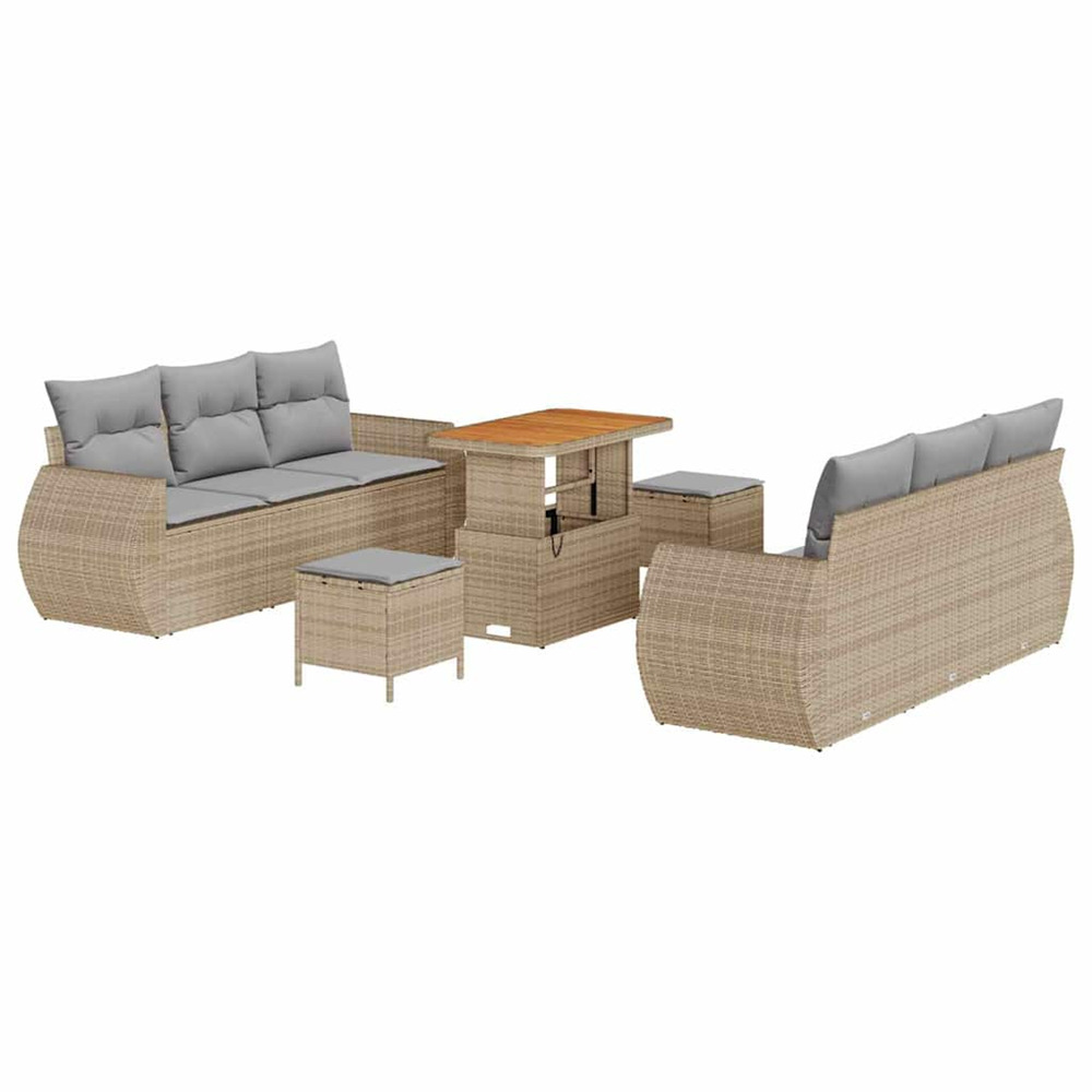 Ensemble de canapé de jardin 9 pcs beige et gris clair