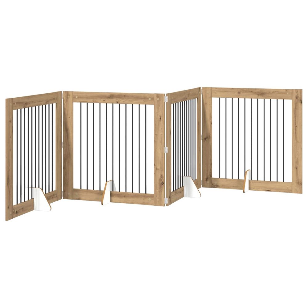 Porte de chien pliable avec supports 4 pc chêne artisanal