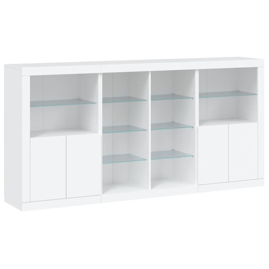 Buffet bahut commode armoire meuble de rangement organisateur cuisine salle de séjour salon avec lumières led 202 x 37 x 100