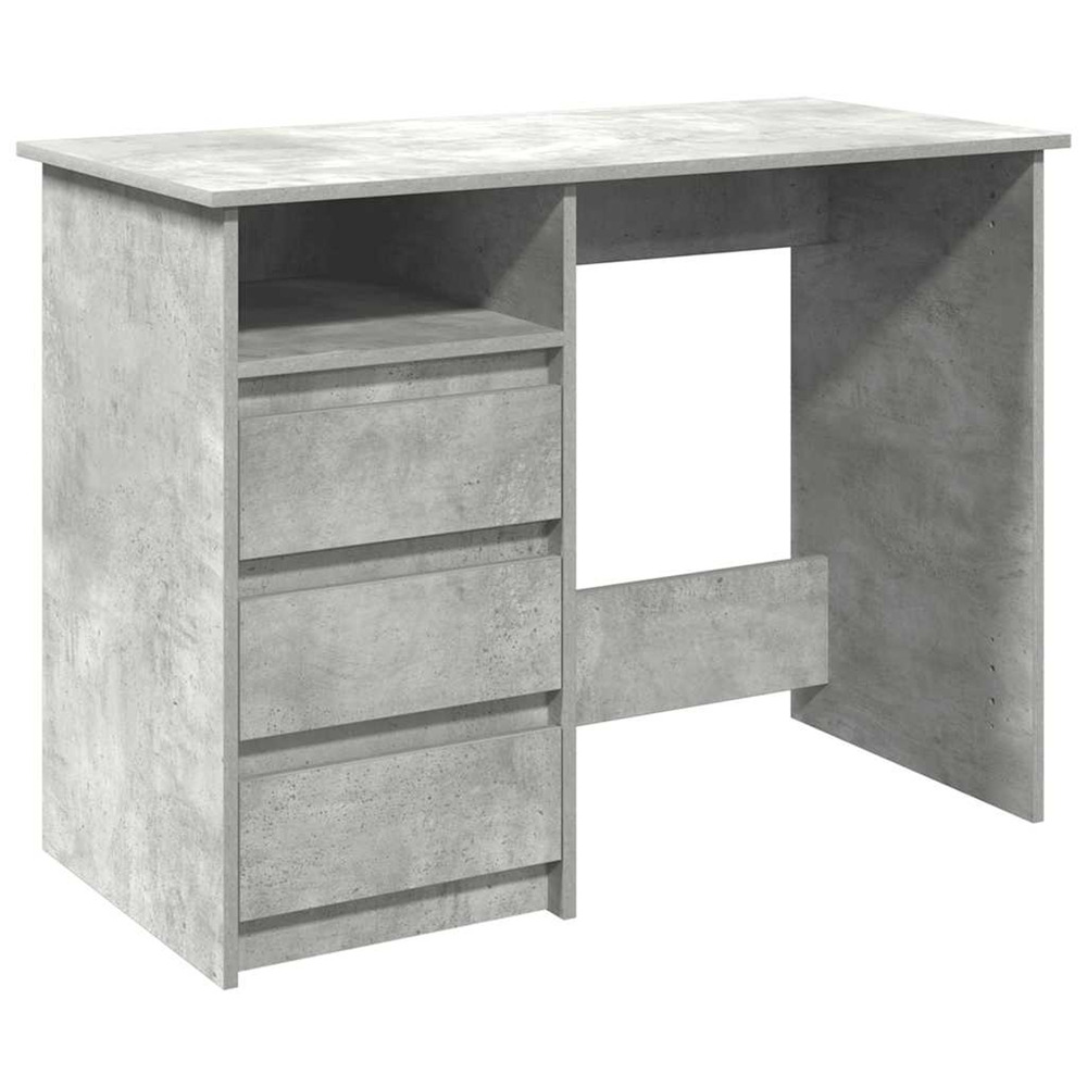 Bureau gris béton 102x50x75 cm bois d'ingénierie