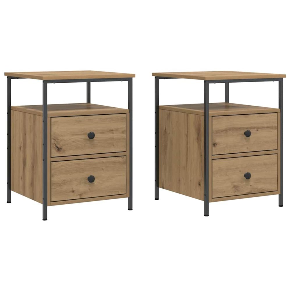 Tables de chevet 2 pcs chêne artisanal bois d'ingénierie