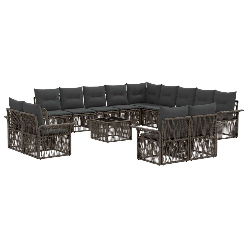 Ensemble de canapé de jardin 14 pc gris et gris foncé polyrotin