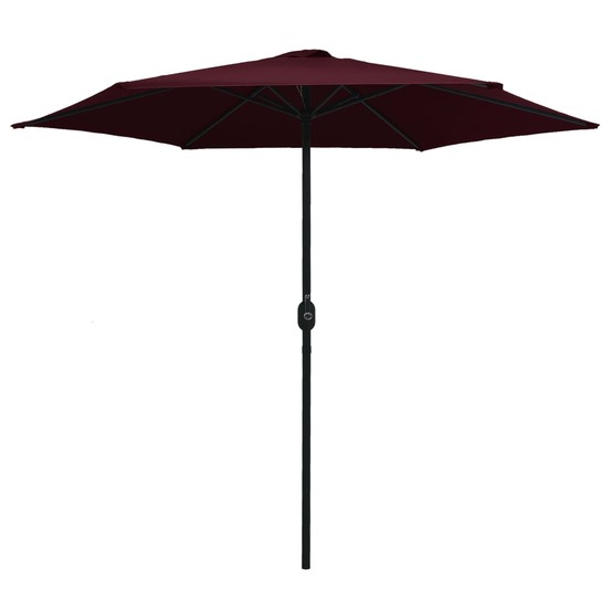 Parasol de jardin et mât en aluminium 270x246 cm rouge bordeaux