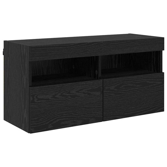 Meuble tv mural chêne noir 80 x 30 x 40 cm bois d'ingénierie