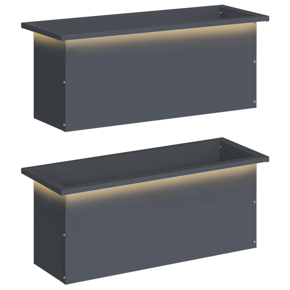 Jardinière d'extérieur de jardin avec led 2 pc anthracite 30 x 80 x 30 cm