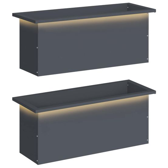 Jardinière d'extérieur de jardin avec led 2 pc anthracite 30 x 80 x 30 cm