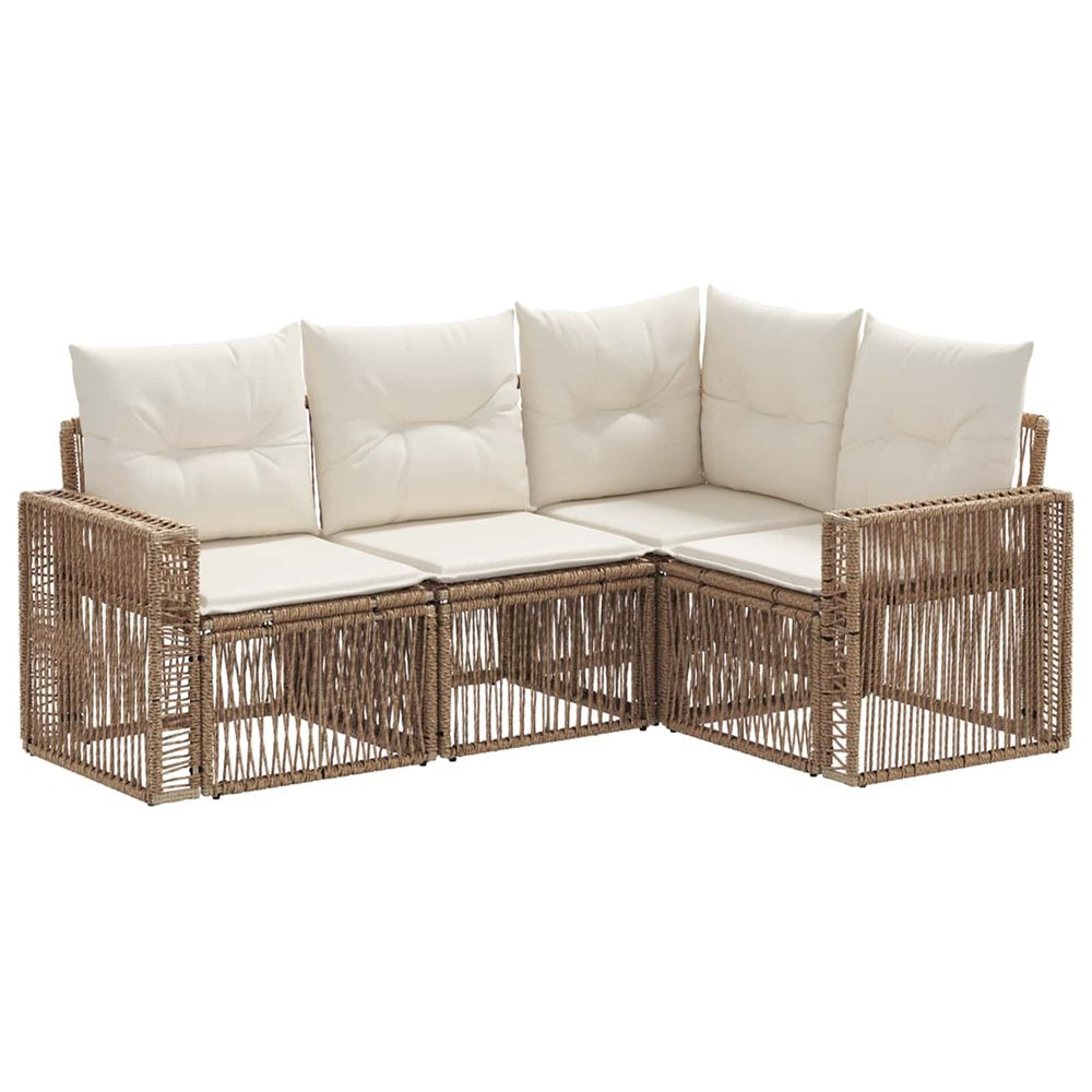 Ensemble de canapé de jardin 4 pc beige et blanc crème