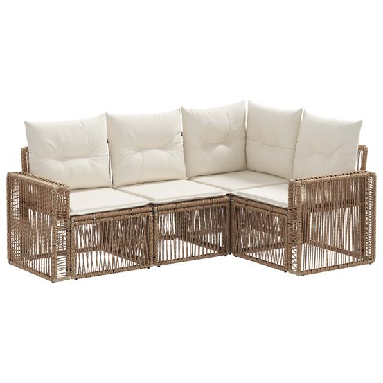Ensemble de canapé de jardin 4 pc beige et blanc crème