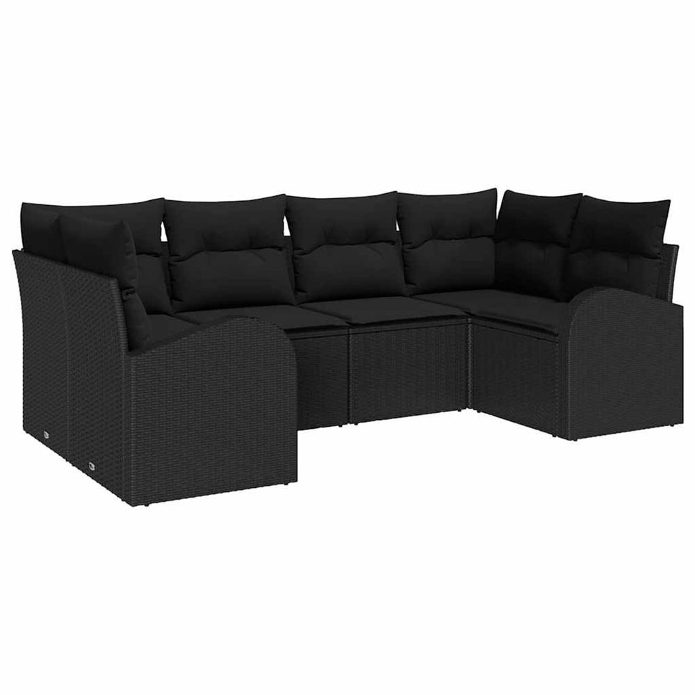 Ensemble de canapé de jardin 6 pc noir polyrotin