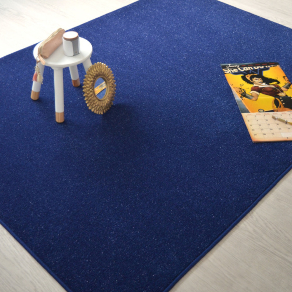 Tapis chambre d'enfant - pailleté flash - bleu marine - 70 x 100 cm