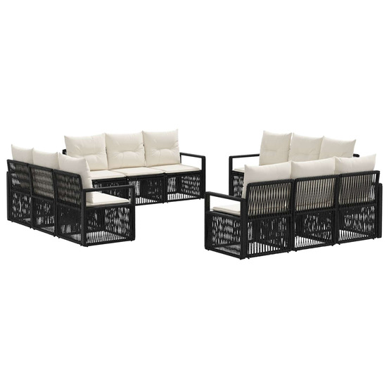 Ensemble de canapé de jardin 12 pcs noir polyrotin