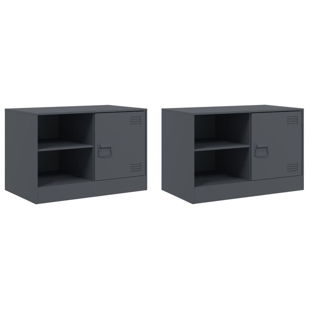 Meubles tv 2 pcs anthracite 67x39x44 cm acier