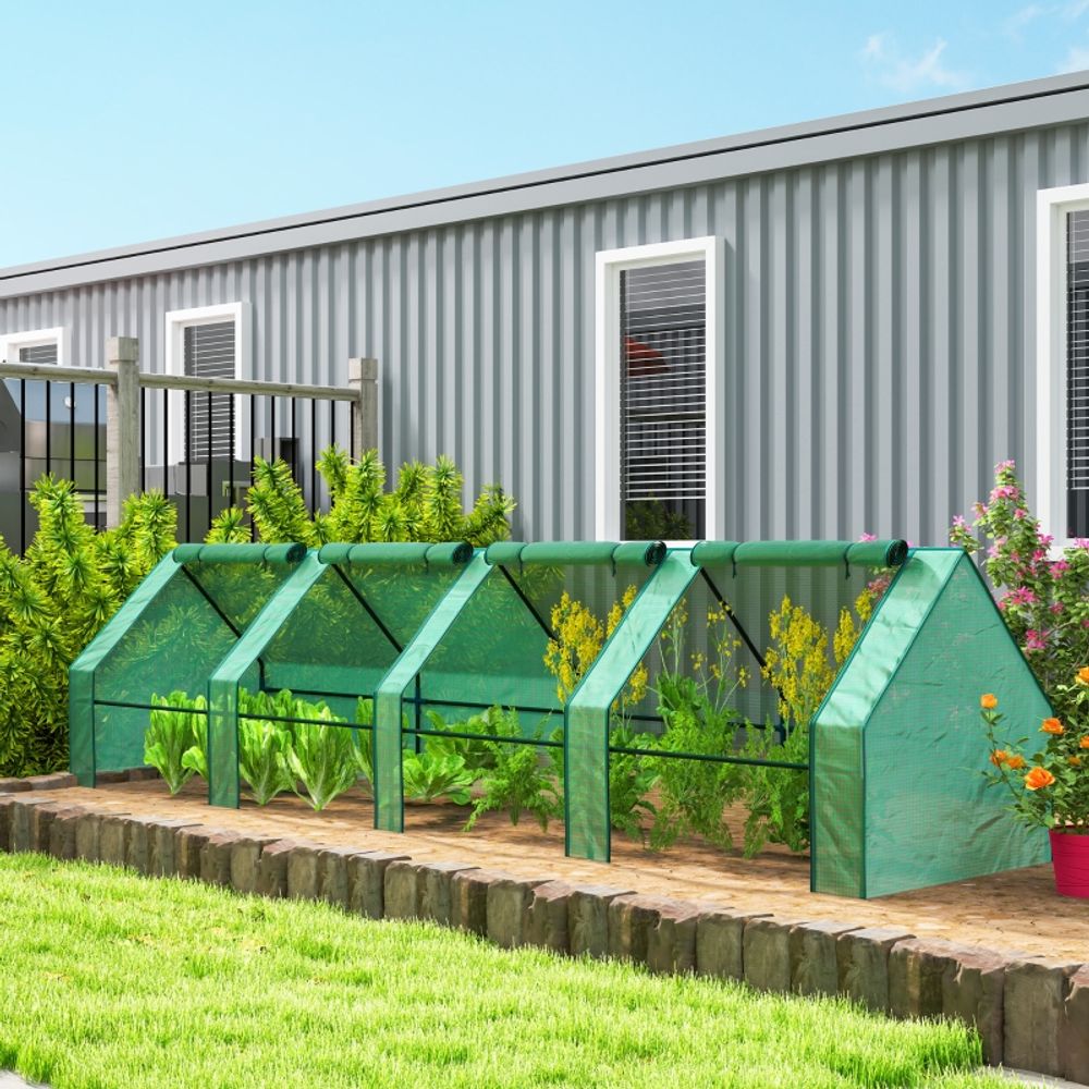 Mini serre tunnel acier et pe 360 x 90 x 90 cm verte 4 portes enroulables - comfortxl outdoor living