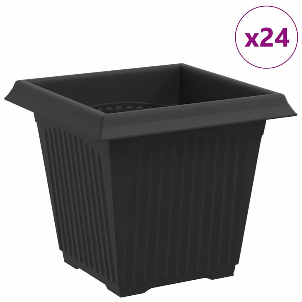 Pot de fleurs carré 24 pcs noir 16 x 16 x 14 cm plastique