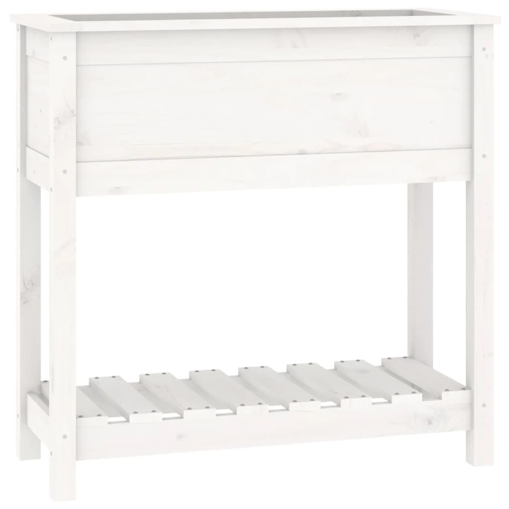 Jardinière bac lit surélevé plantes fleurs terrasse jardin avec étagère 82,5 x 34,5 x 81cm bois massif de pin blanc 02_003840