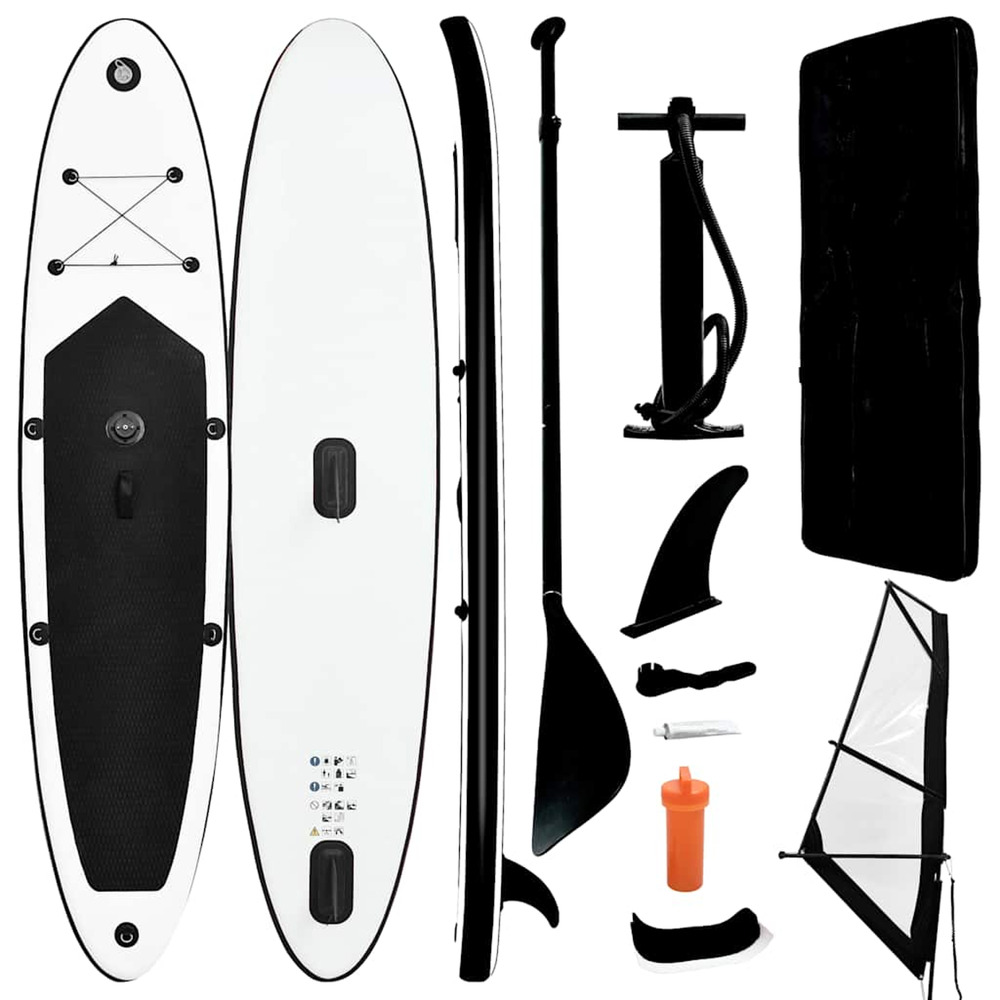 Ensemble de planche sup gonflable avec voile noir et blanc