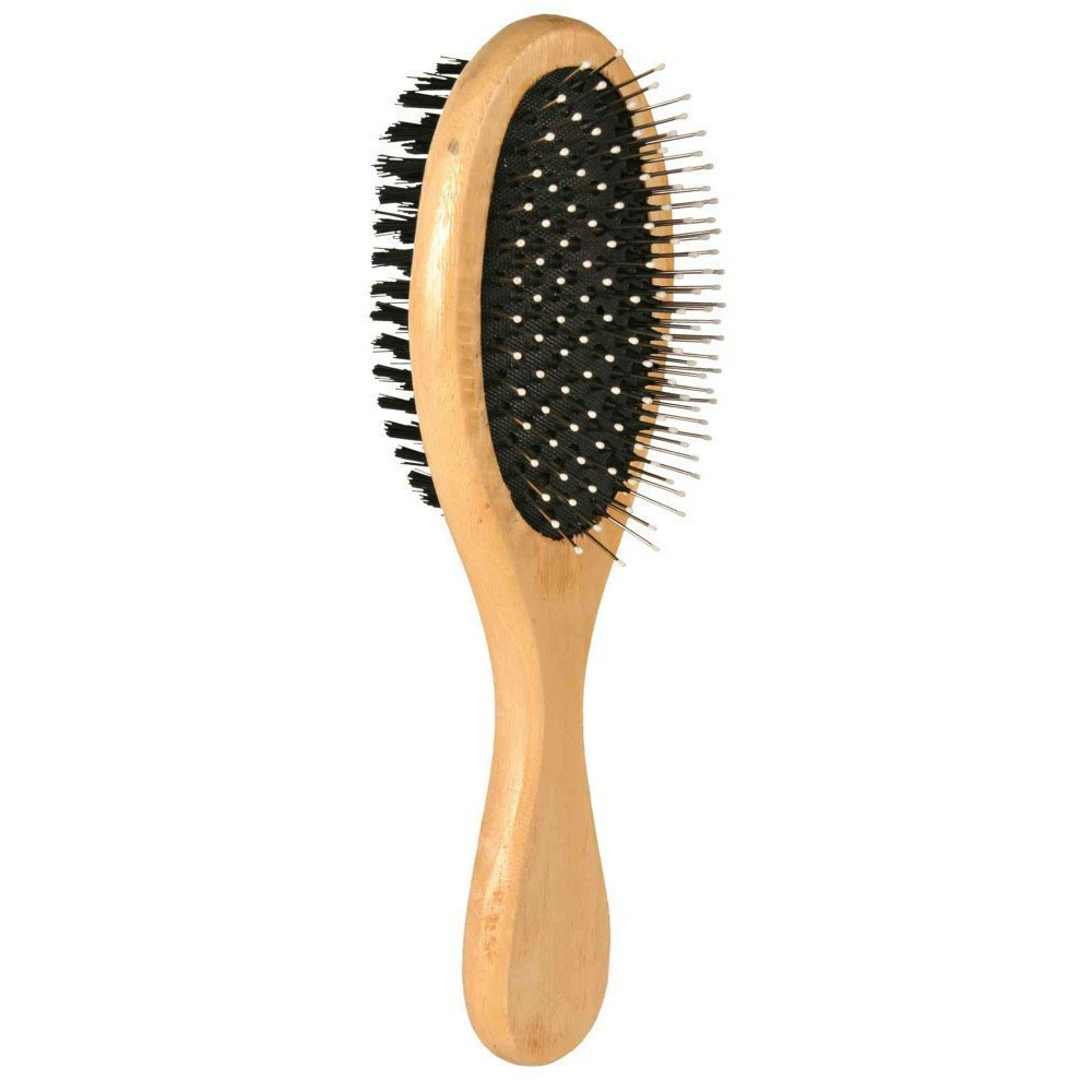 Brosse double face bois 6 x 21 cm pour chat et chien