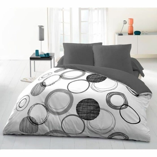 Parure microfibre - housse de couette 240 x 260 + 2 taies d'oreiller 63 x 63 - gris clair