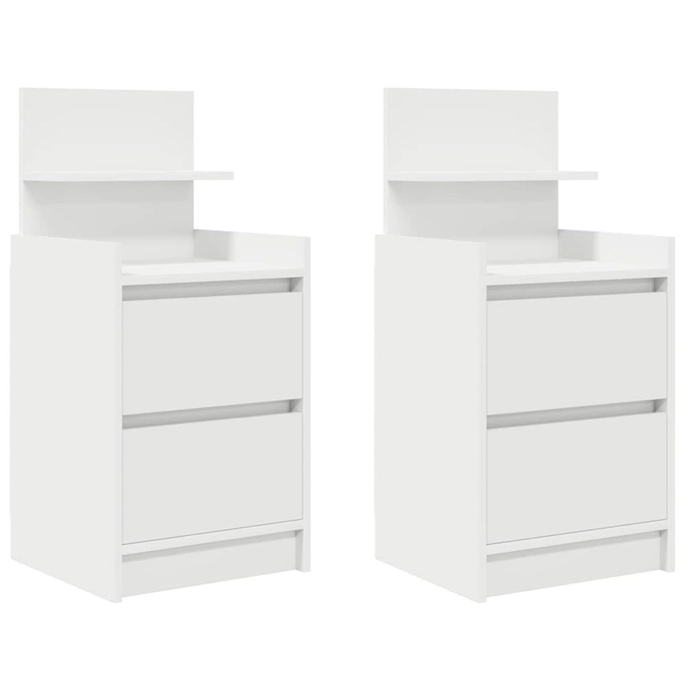 Tables de chevet avec 2 tiroirs 2 pcs blanc 38x34x80 cm