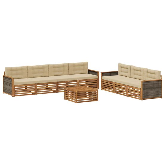 Ensemble de canapés d'extérieur 8 pc naturel et beige