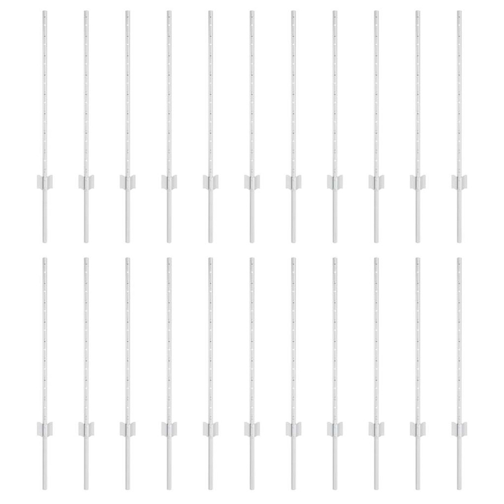 Poteau de clôture. 22 pcs argenté 120 cm acier