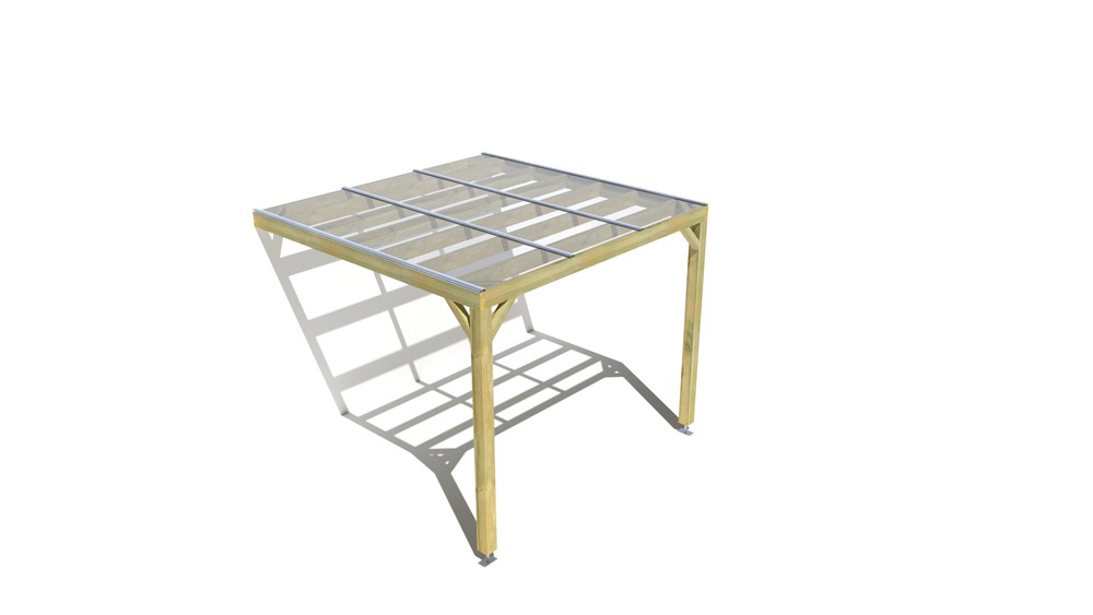 Pergola bois • 3m x 3m • adossée • sens largeur • couverture étanche transparente incluse • livraison comprise