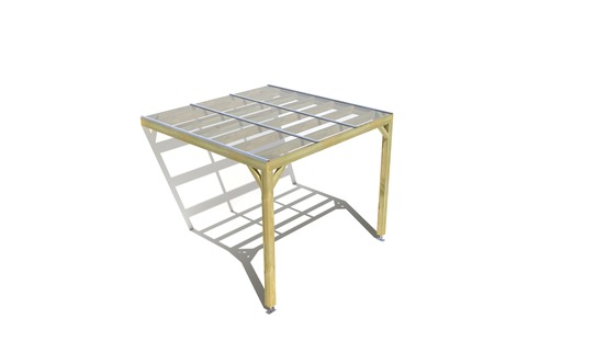 Pergola bois • 3m x 3m • adossée • sens largeur • couverture étanche transparente incluse • livraison comprise
