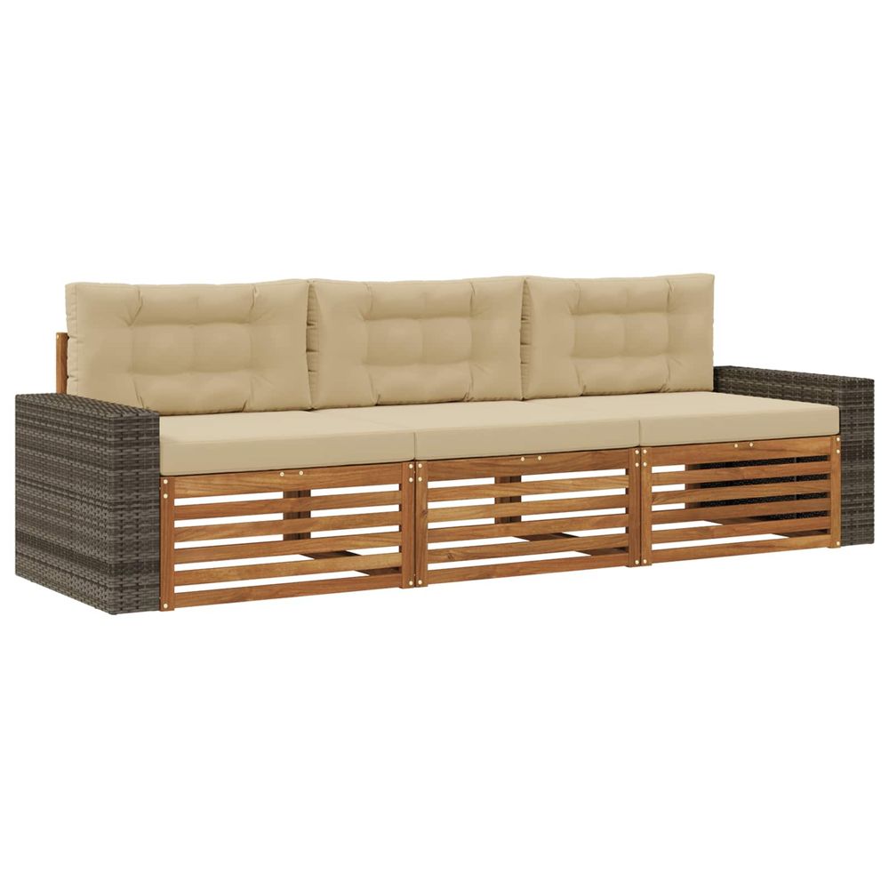 Ensemble de canapés d'extérieur 3 pc naturel et beige polyester