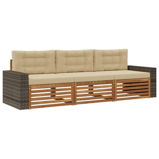 Ensemble de canapés d'extérieur 3 pc naturel et beige polyester