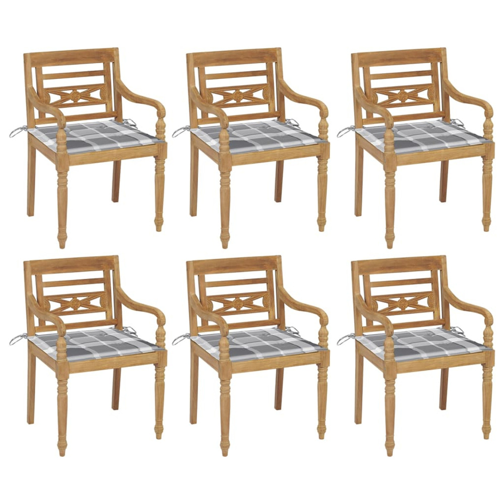 Chaises batavia avec coussins lot de 6 bois de teck solide