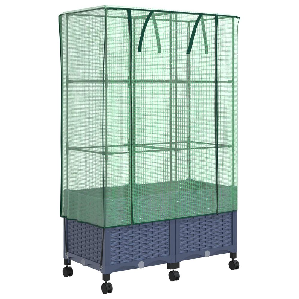 Jardinière d'extérieur de jardin avec couverture de serre et roues 2 pc pp
