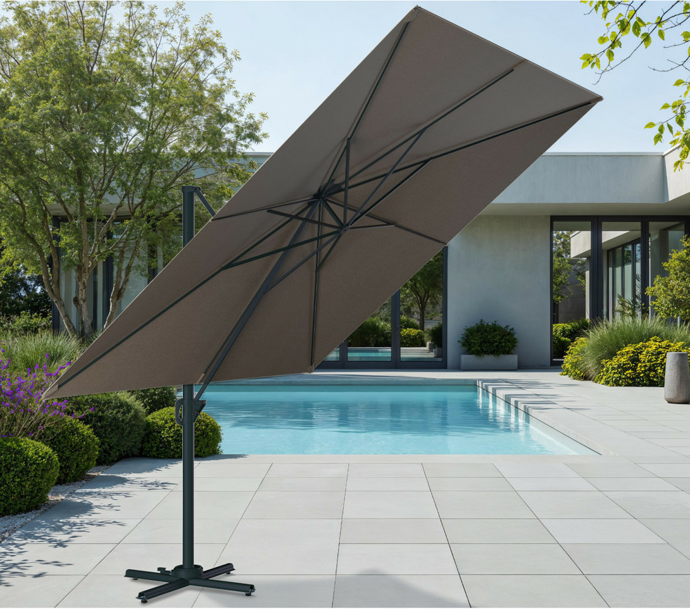 Parasol déporté 3x3m - gris anthracite - sunking