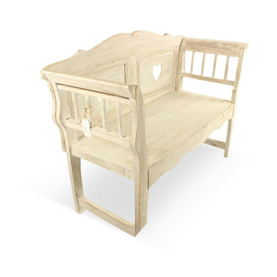 Banc 2 places bois blanc - décoration d'autrefois