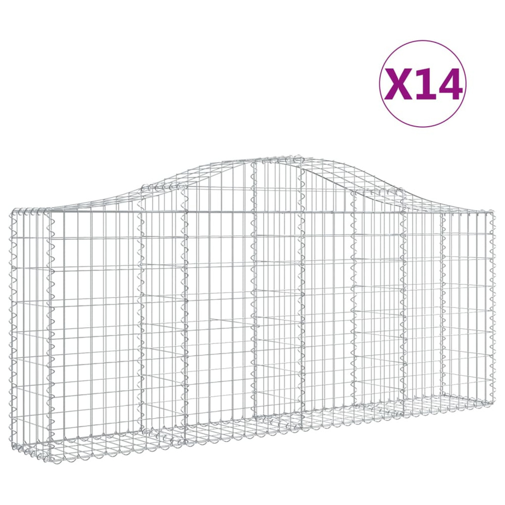 Paniers à gabions arqués 14 pcs 200x30x80/100 cm fer galvanisé