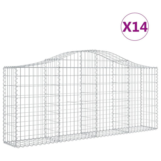Paniers à gabions arqués 14 pcs 200x30x80/100 cm fer galvanisé