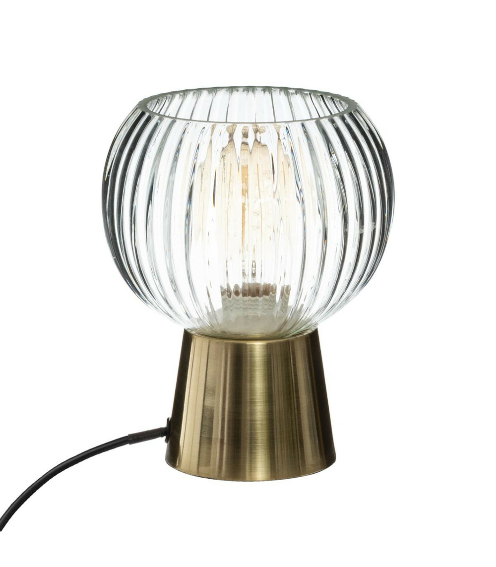 Lampe à poser en verre déco et base en métal h 19.5 cm