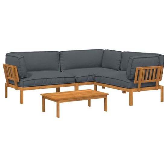 Ensemble de canapés 4 pc anthracite bois d'acacia massif